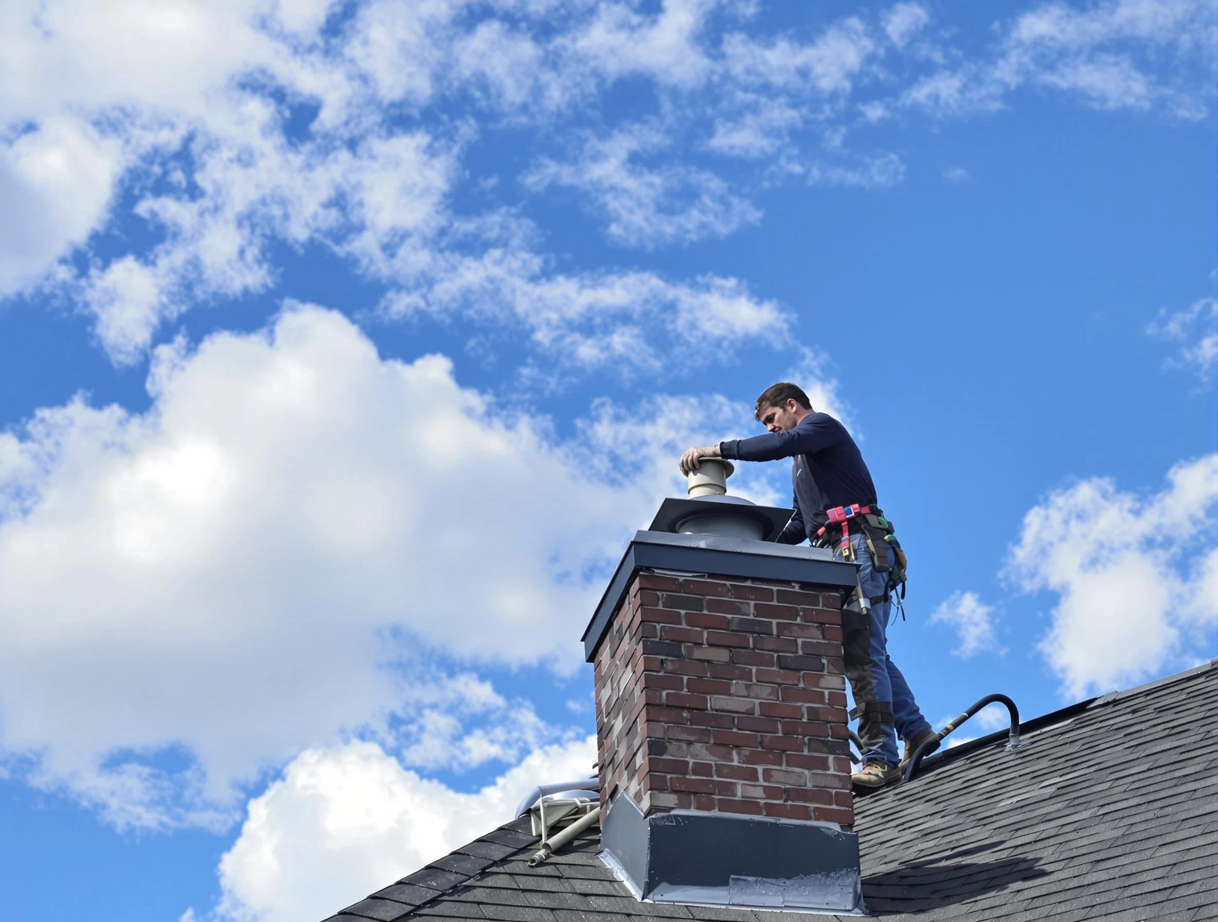 Lake Wilderness Chimney Sweep installing a sturdy chimney cap in Lake Wilderness, VA