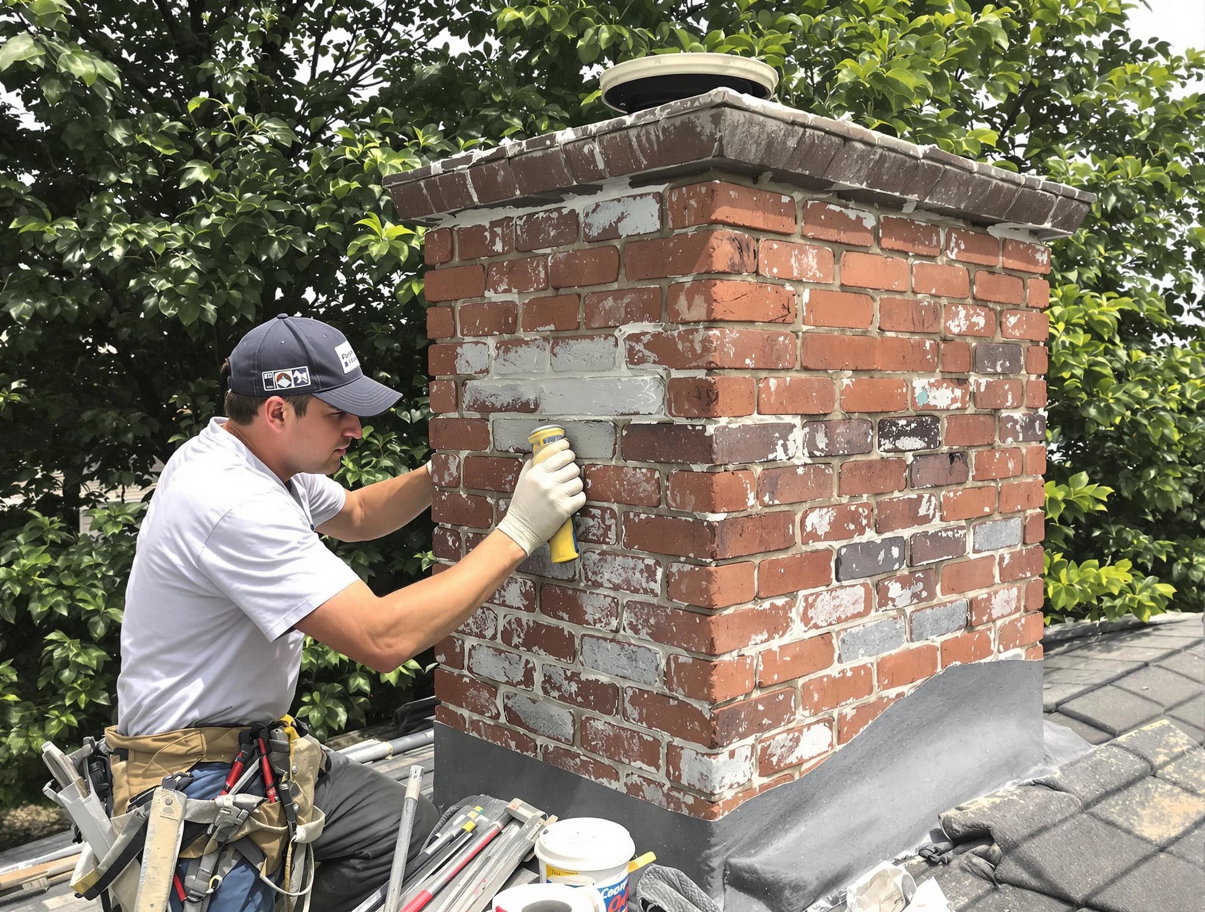 Lake Wilderness Chimney Sweep restoring an aging chimney in Lake Wilderness, VA