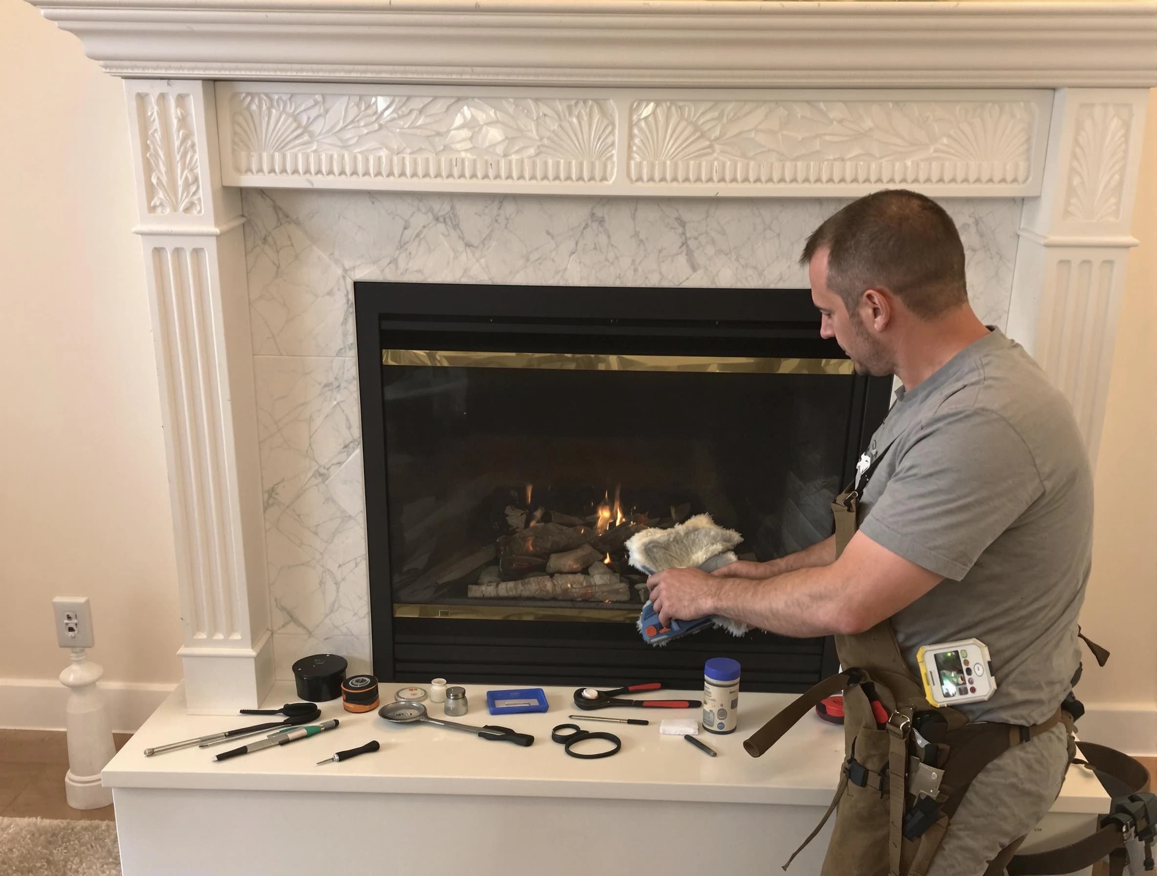 Lake Wilderness Chimney Sweep performing fireplace maintenance in Lake Wilderness, VA