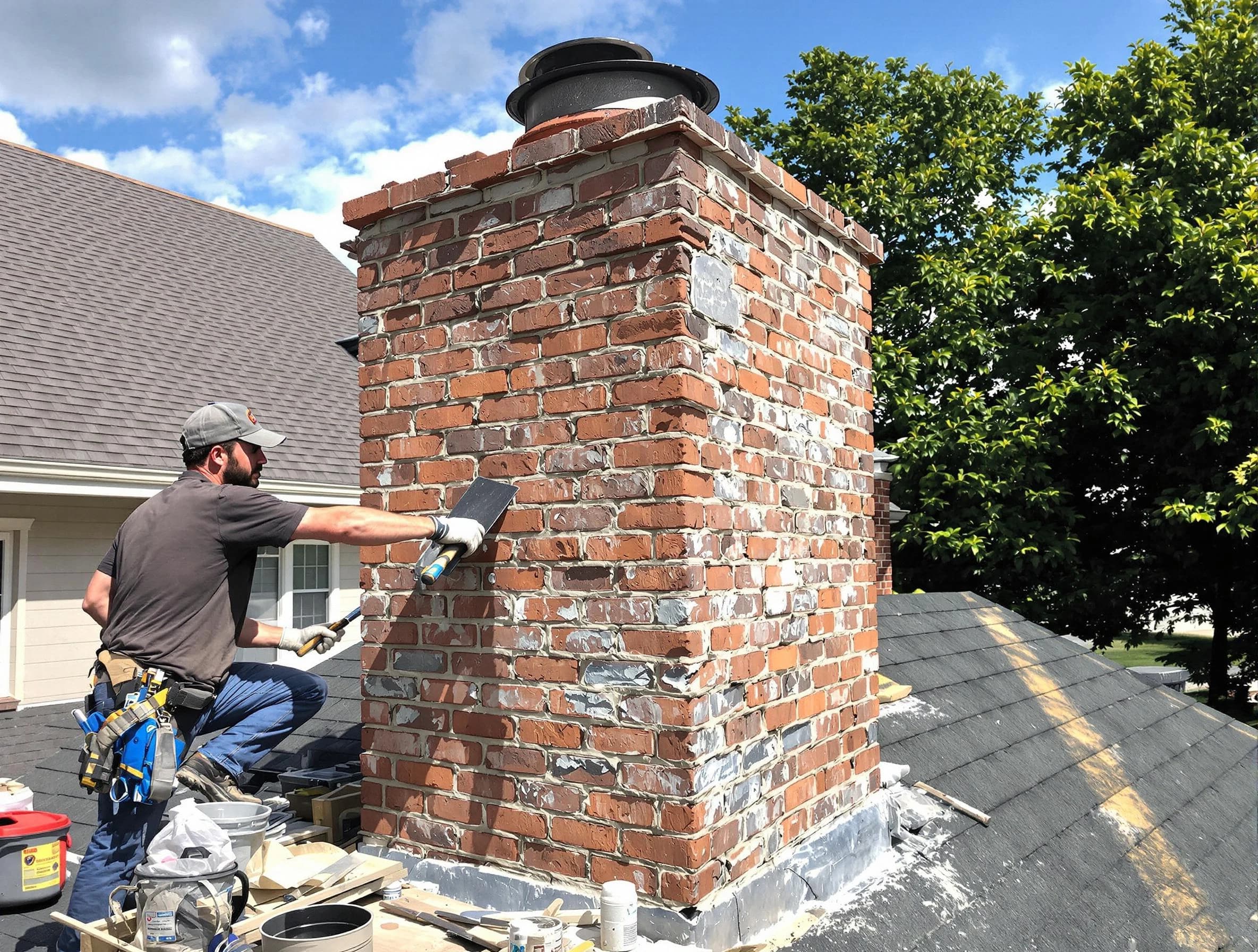 Completed chimney rebuild by Lake Wilderness Chimney Sweep in Lake Wilderness, VA
