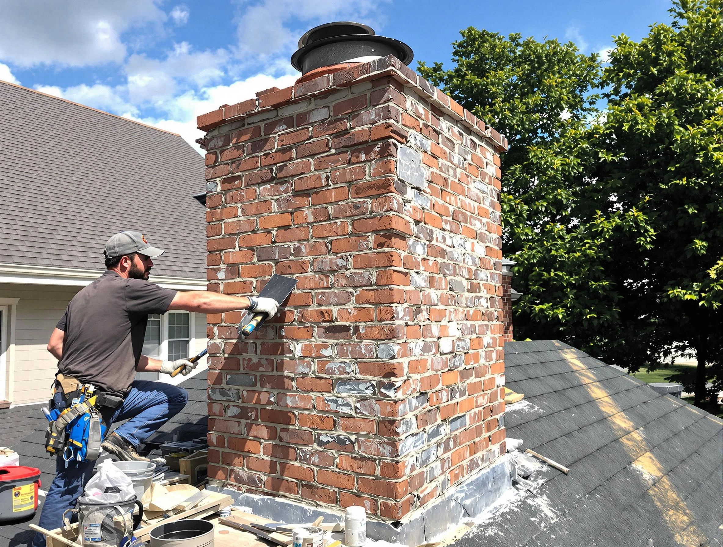 Completed chimney rebuild by Lake Wilderness Chimney Sweep in Lake Wilderness, VA