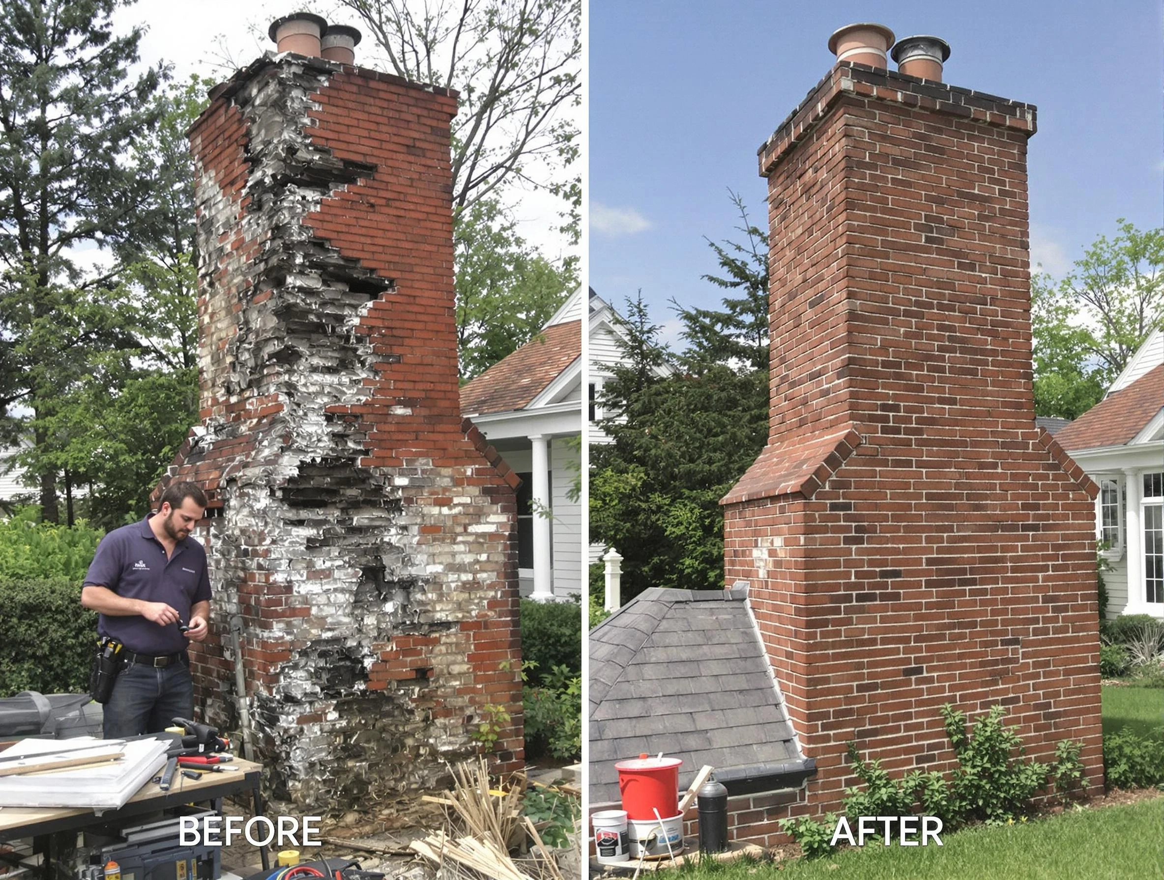 Lake Wilderness Chimney Sweep performing a full chimney restoration in Lake Wilderness, VA