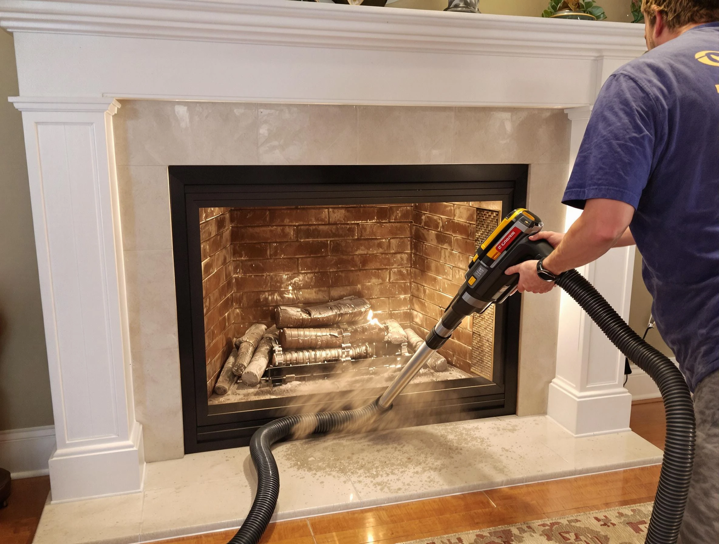 Fireplace cleaning performed by Lake Wilderness Chimney Sweep in Lake Wilderness, VA