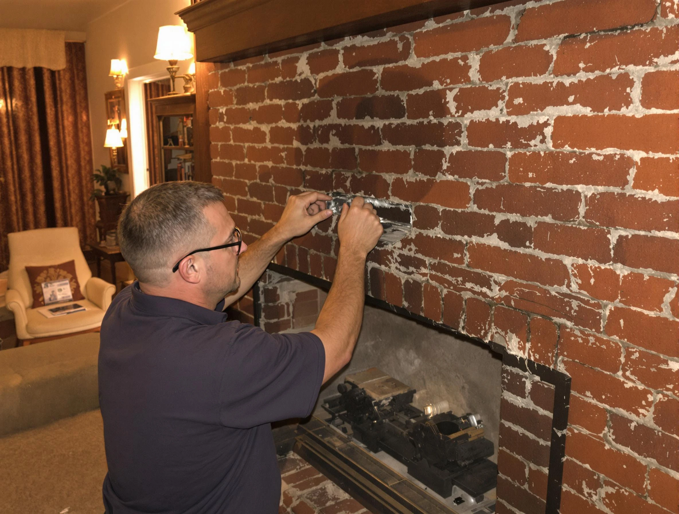 Lake Wilderness Chimney Sweep expert fixing a fireplace in Lake Wilderness, VA